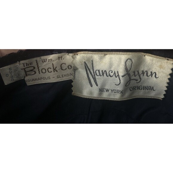 Vintage 1950 Nancy Lynn Original Cocktail Hat Raffia Straw Velvet Bow Fascinator - Picture 2 of 2